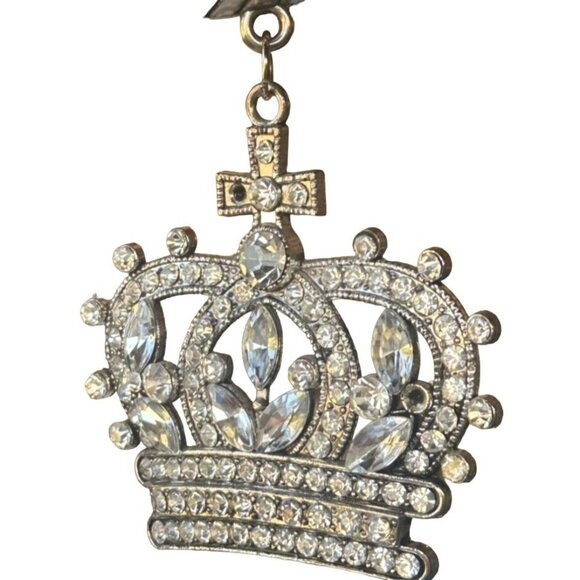 Blue Scarf w/Silver Chain Crown Gem Pendant (Brand Unknown-READ) - Picture 5 of 16